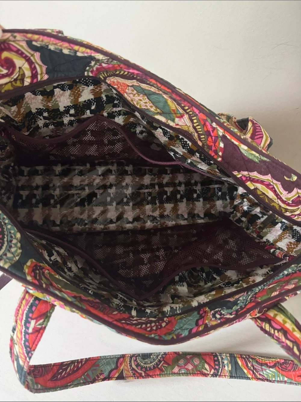 Vera Bradley Multicolor Paisley Quilted Baby Bag with Plum Accents